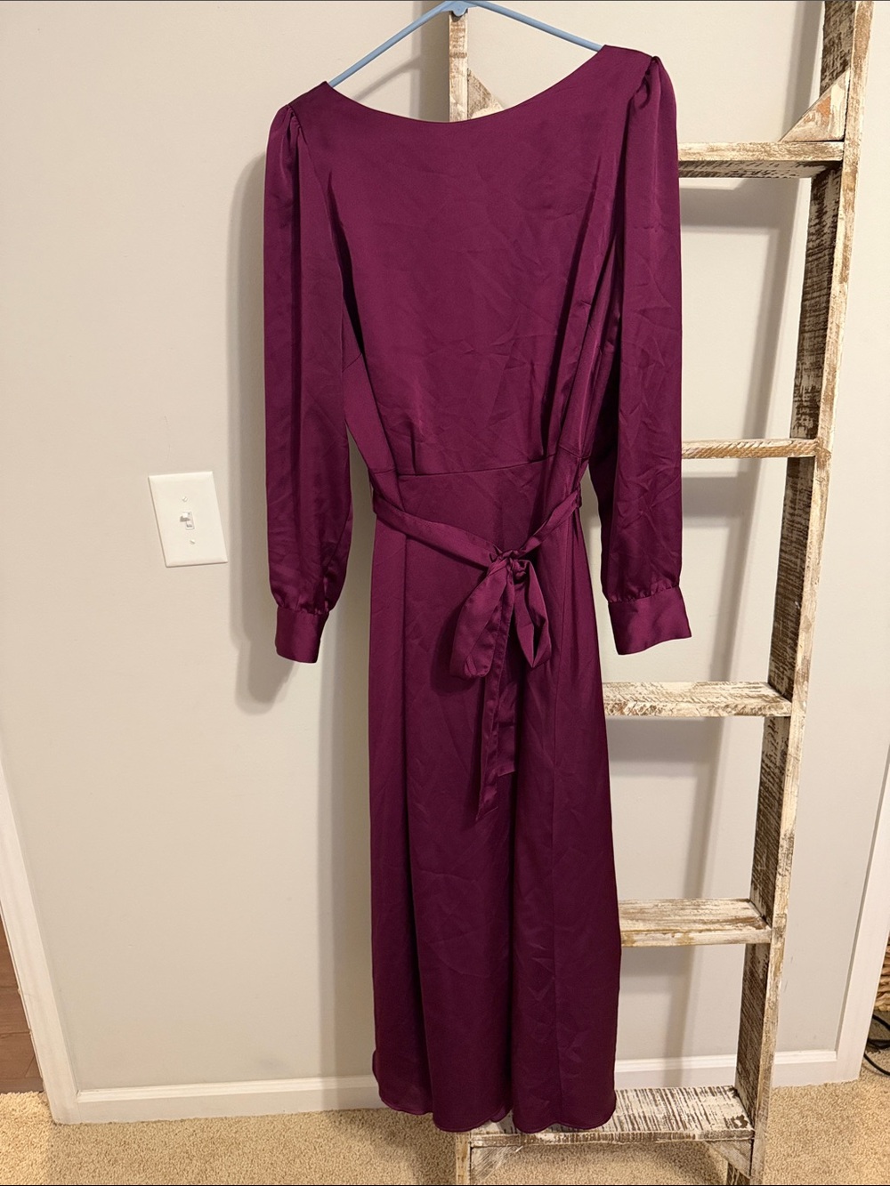 Ann Taylor Elegant Long Sleeve Plum Wrap Dress